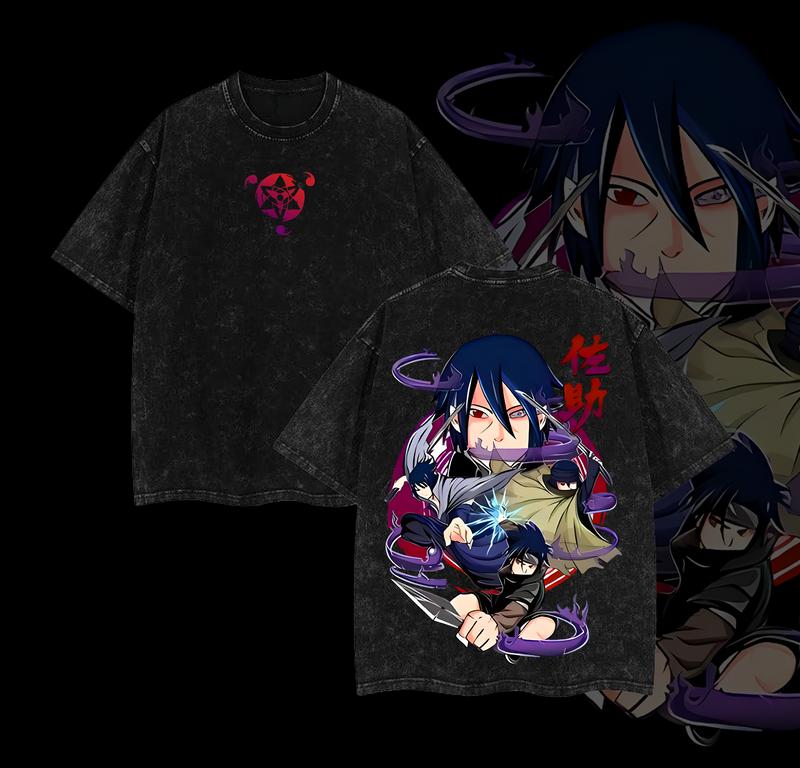 Kurodrip "Sasuke Uchiha" Naruto Vintage Washed Oversized T-Shirt