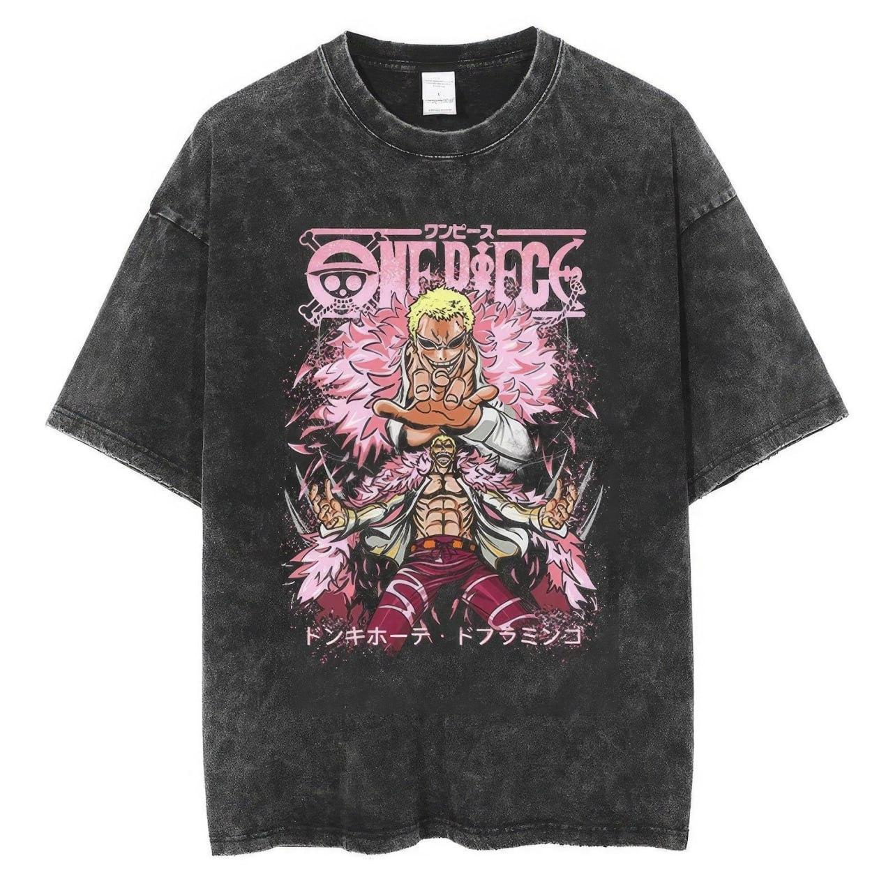 Doflamingo Tshirt,One Piece T-Shirt, One Piece Merch, One Piece Clothing, Unisex Premium Vintage Washed T-Shirt, Manga Anime T-Shirt - Kurodrip