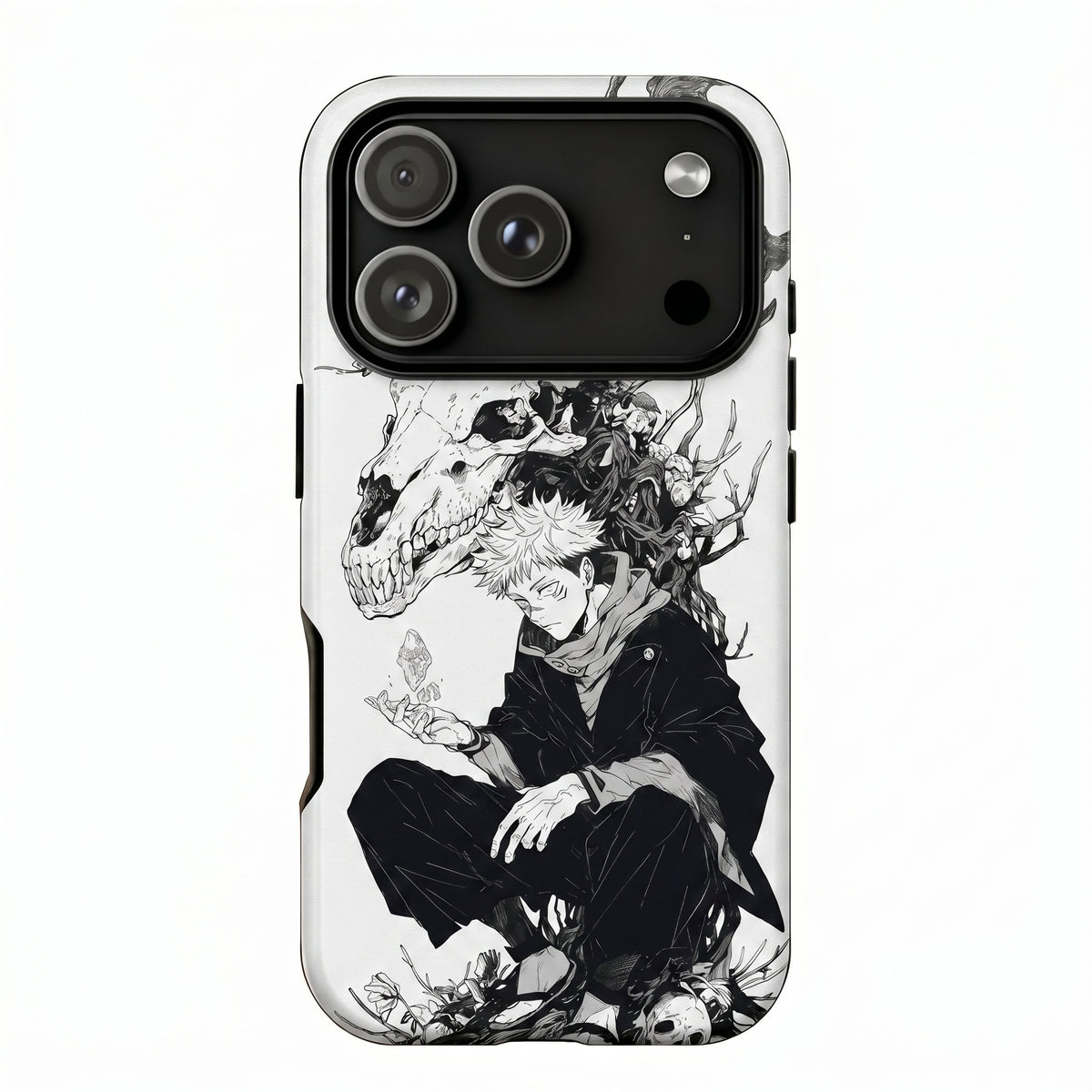 Kurodrip Yuji Itadori Inspired Anime Black White Manga Style Protective Cover Phone Case