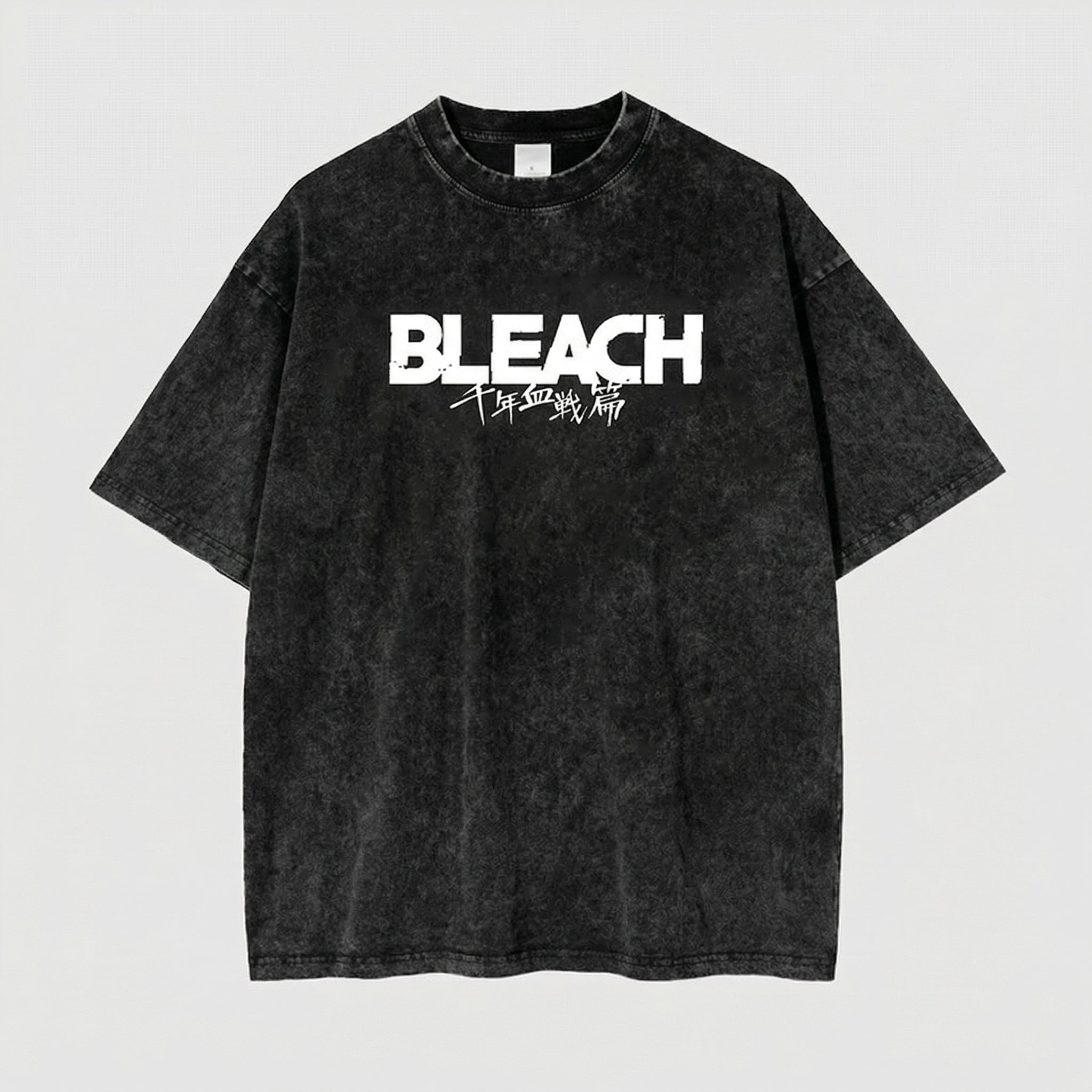Bleach Inspired Washed Black Oversized Anime Graphic T Shirt