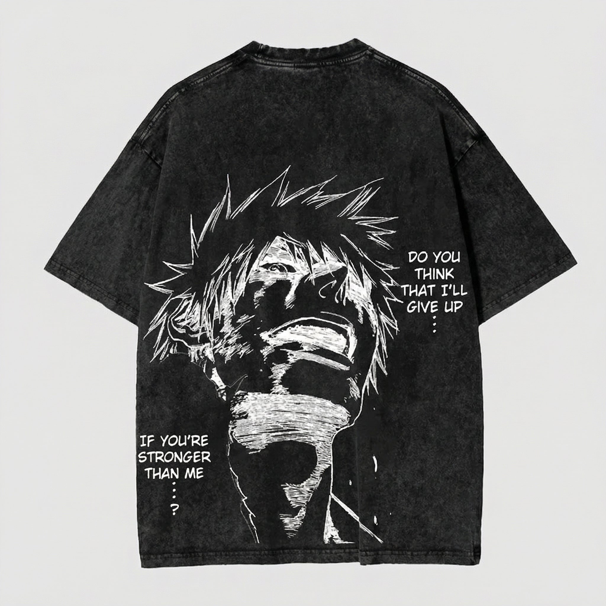 Bleach Inspired Washed Black Oversized Anime Graphic T Shirt