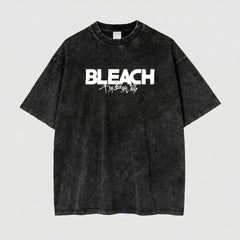 Bleach Inspired Washed Black Oversized Anime Graphic T Shirt