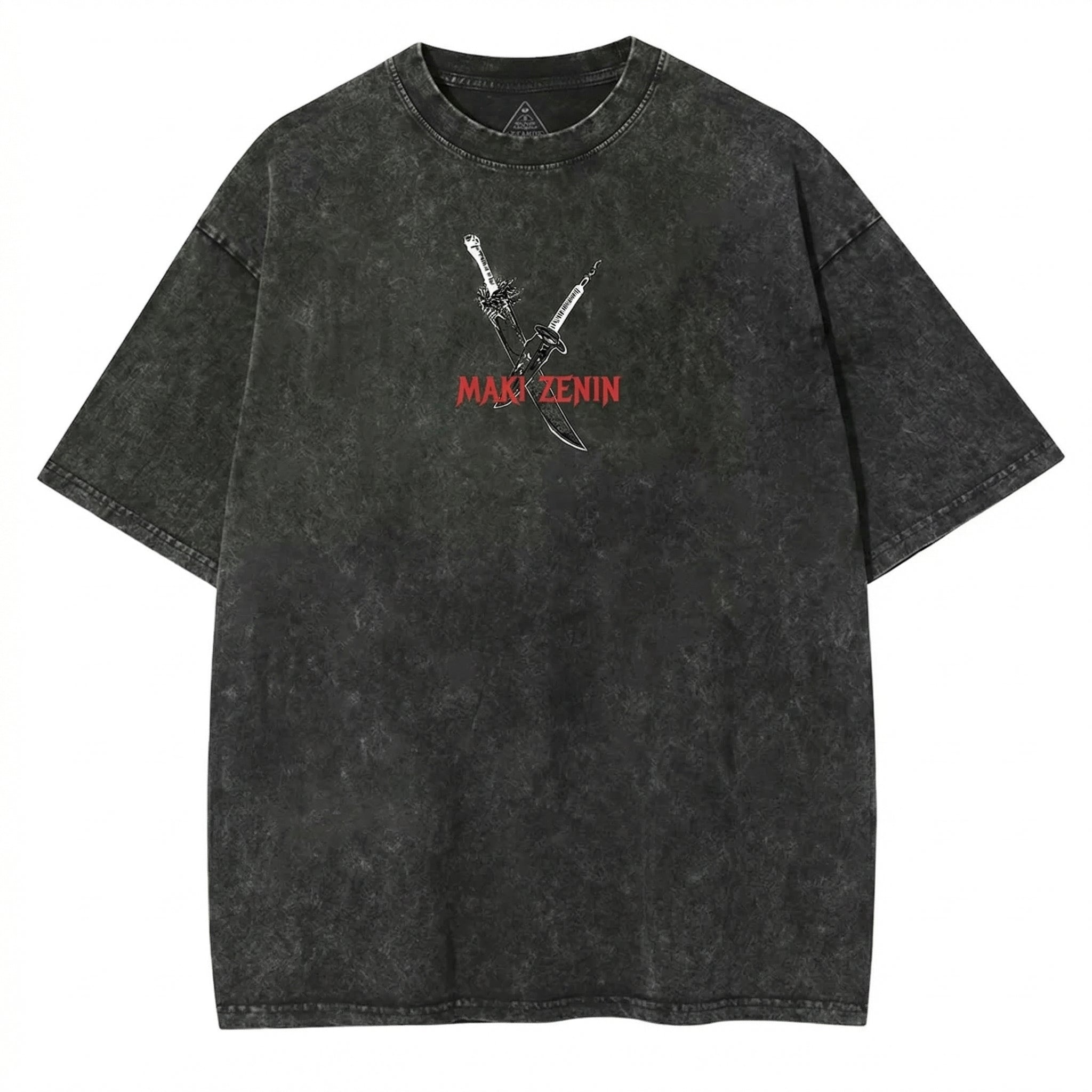 Jujutsu Kaisen Inspired Maki Zenin Washed Black Oversized Anime T Shirt