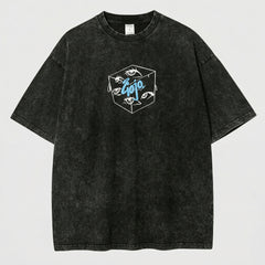 Gojo Satoru The Strongest Washed Black Oversized Anime Graphic T Shirt