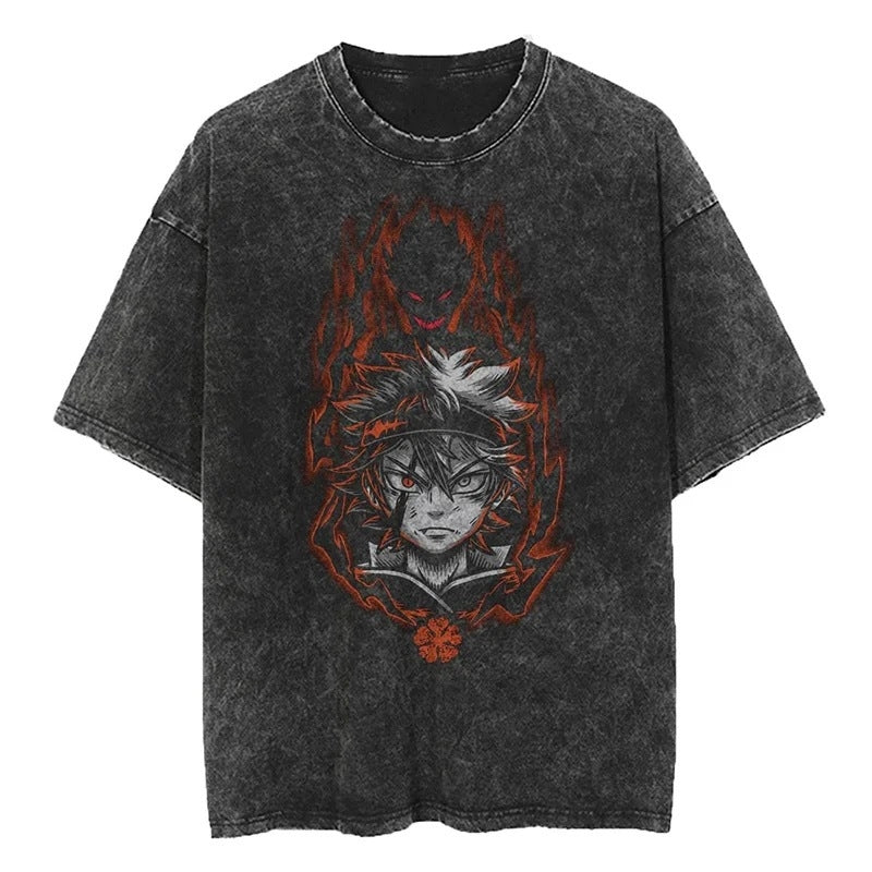Kurodrip "Asta" Black Clover Vintage Washed Oversized T-Shirt
