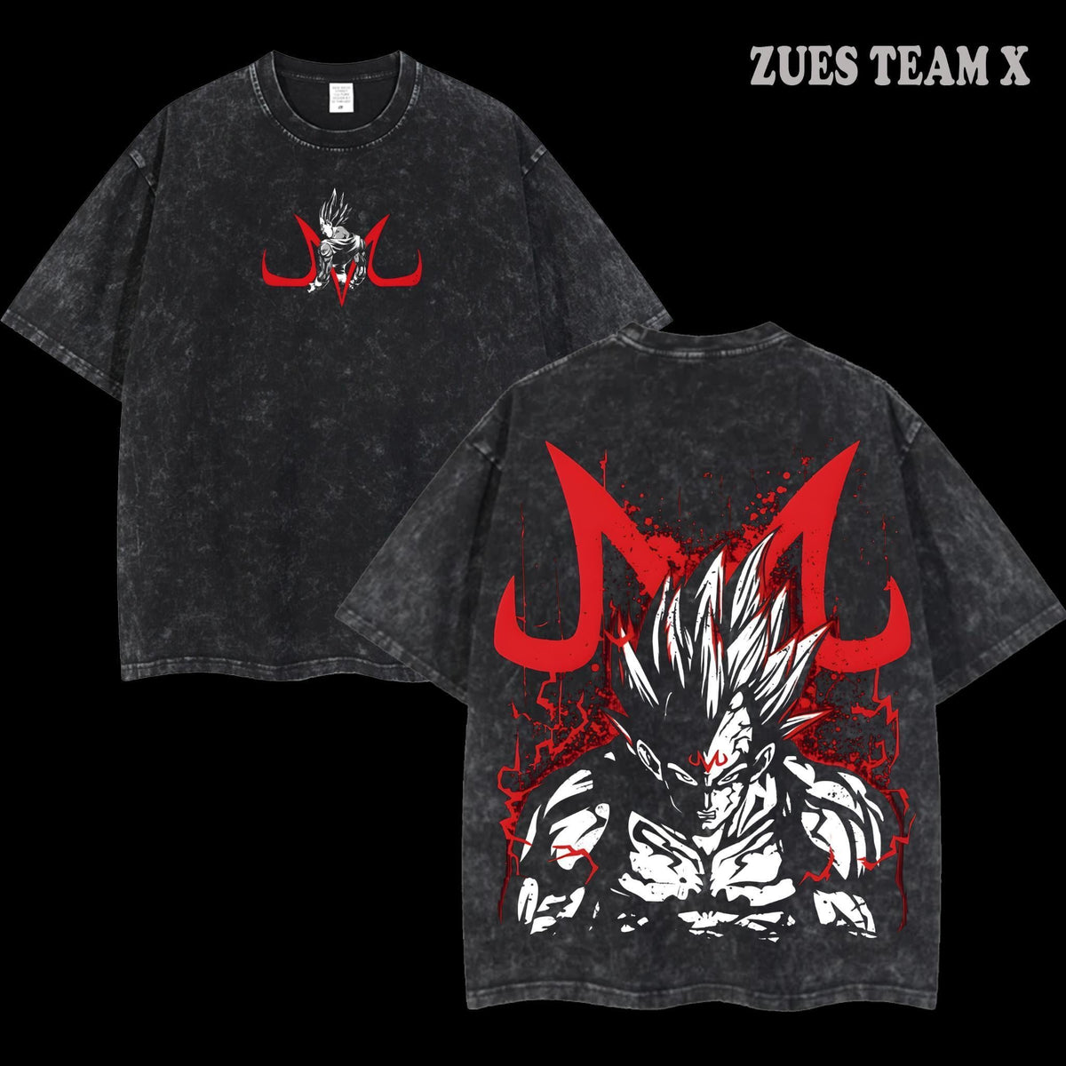 Kurodrip "Super Saiyan Majin Vegeta Dragon Ball Z" Vintage Washed Oversized T-shirt - Kurodrip