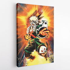 Blazing Bakugo My Hero Academia Vertical Canvas Print Wall Art - Kurodrip