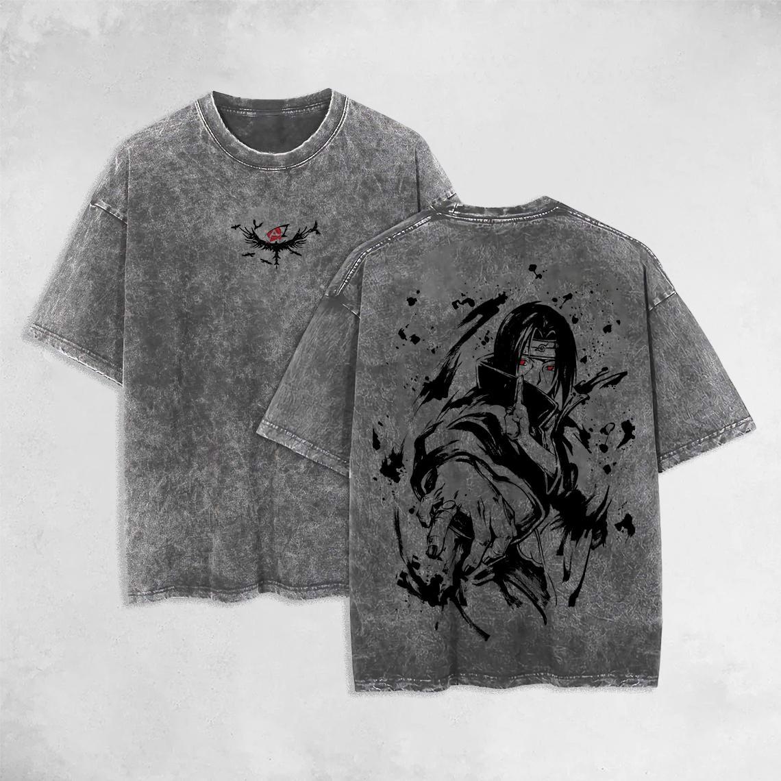 Kurodrip "Uchiha Itachi Sharingan Eyes Naruto" Vintage Washed Oversized T-Shirt Kurodrip - Kurodrip