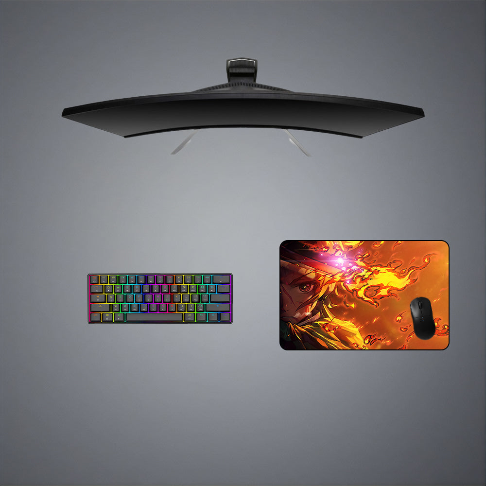 Demon Slayer Tanjiro Fire Design M-XXL Size Gaming Mouse Pad Computer Desk Mat - Kurodrip