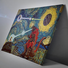 Epic Battle Dragonball Z Starry Night Canvas Print Wall Art - Kurodrip