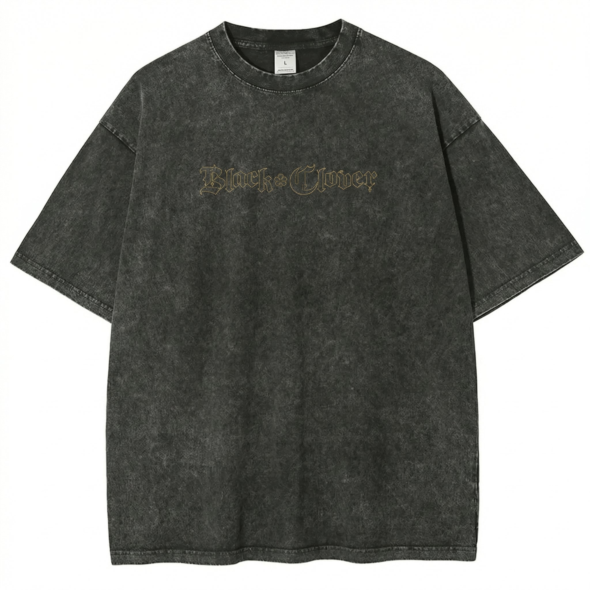 Black Clover Magic Knight Washed Grey Oversized Anime Graphic T Shirt