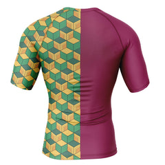 Giyu Tomioka Demon Slayer Short Sleeve Rash Guard Compression Shirt