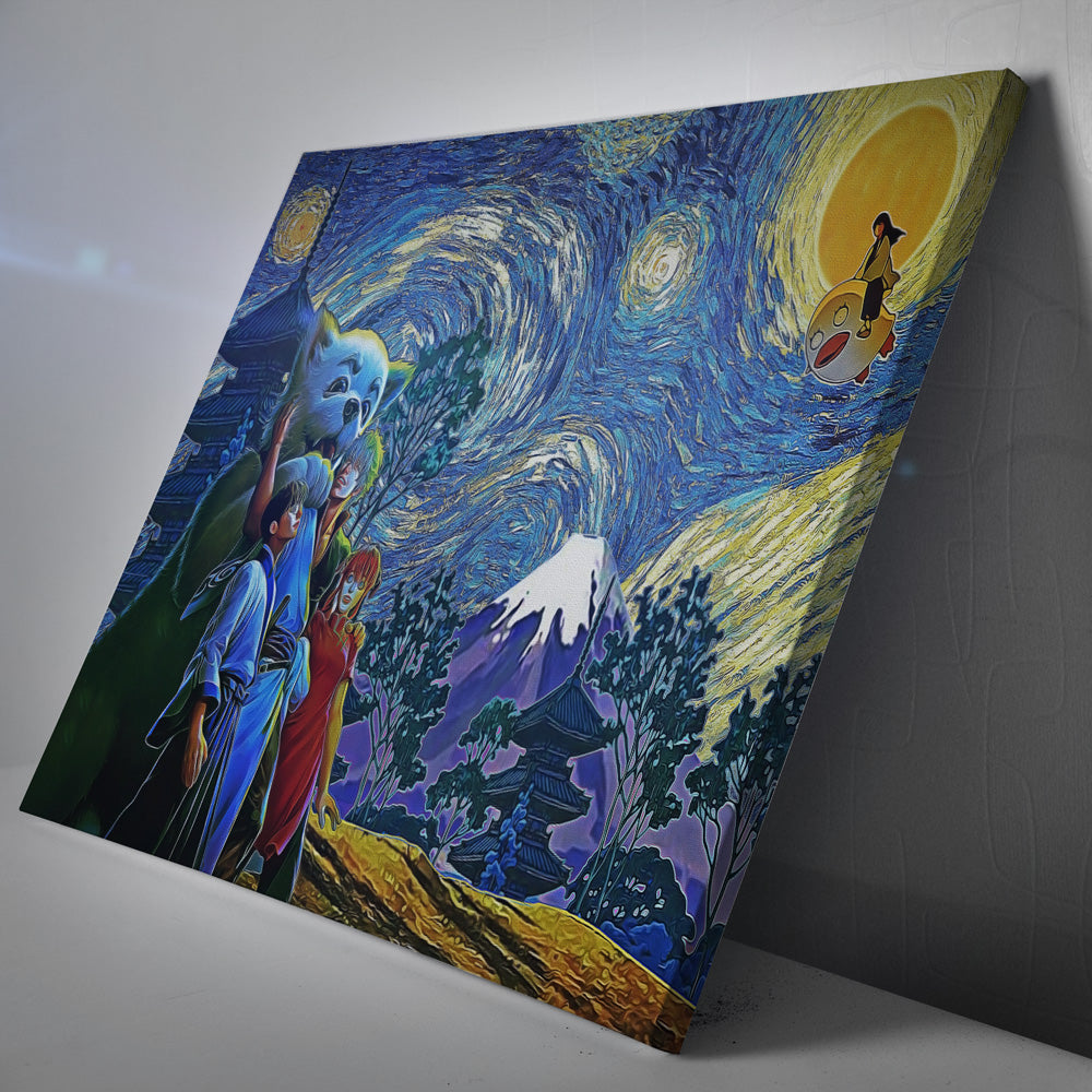 Happy Bonding Gintama Starry Night Canvas Print Wall Art - Kurodrip