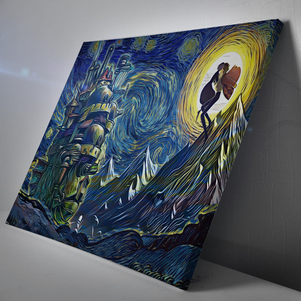Howl's Moving Castle Starry Night Studio Ghibli Canvas Print Wall Art - Kurodrip