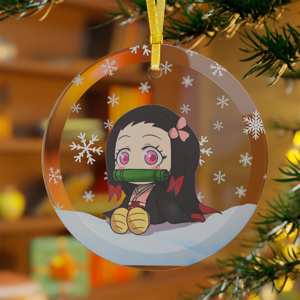 Kawaii Anime Glass Ornament Charming Nezuko Ornament Anime Ornaments - Kurodrip