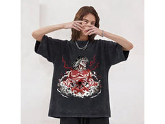 Kurodrip "Eren Yeager Attack Titans Power" Attack on Titan Vintage Washed Oversized T-Shirt V10