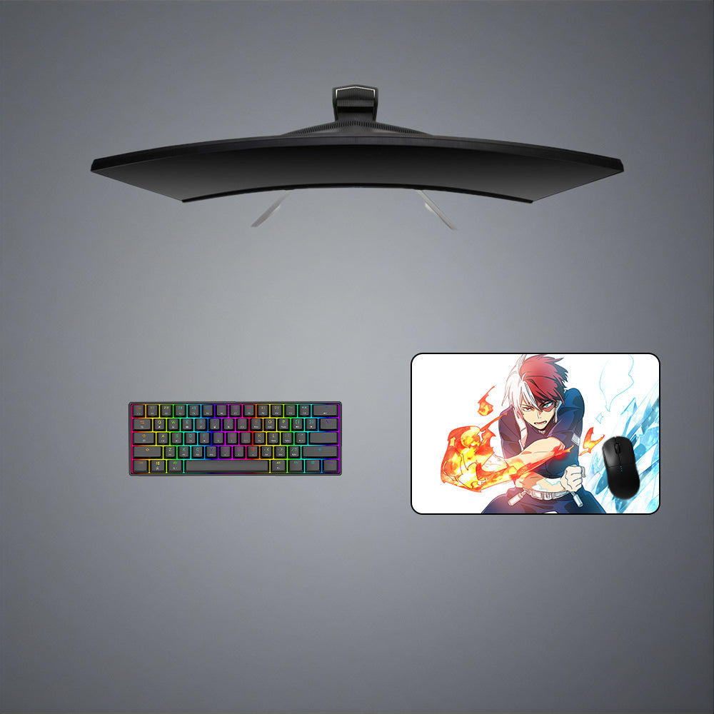Todoroki Ice & Flame Design M-XXL Size Gaming Mouse Pad, Computer Desk Mat