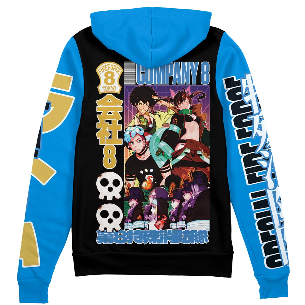 Company 8 Fire Force" Streetwear Zip Hoodie Jacket