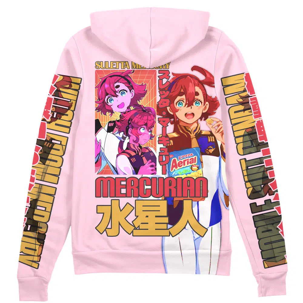 Suletta Mercury Gundam Witch from Mercury Streetwear Zip Hoodie Jacket