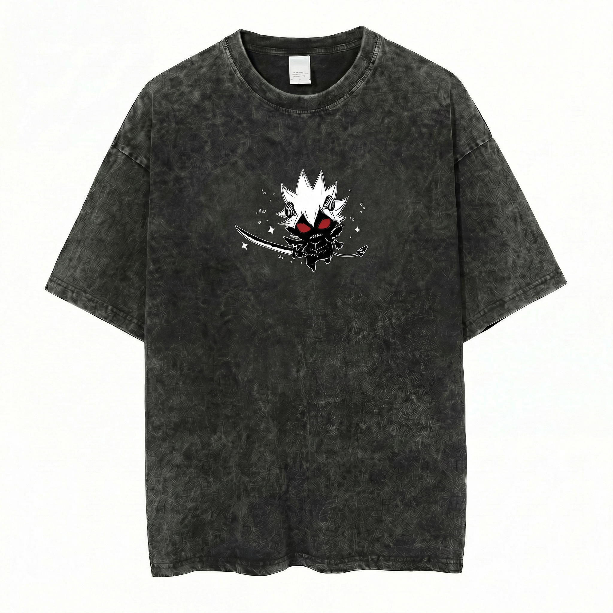 Dark Anime Demon Form Collage T-Shirt Graphic Manga Style Swords Fan Apparel