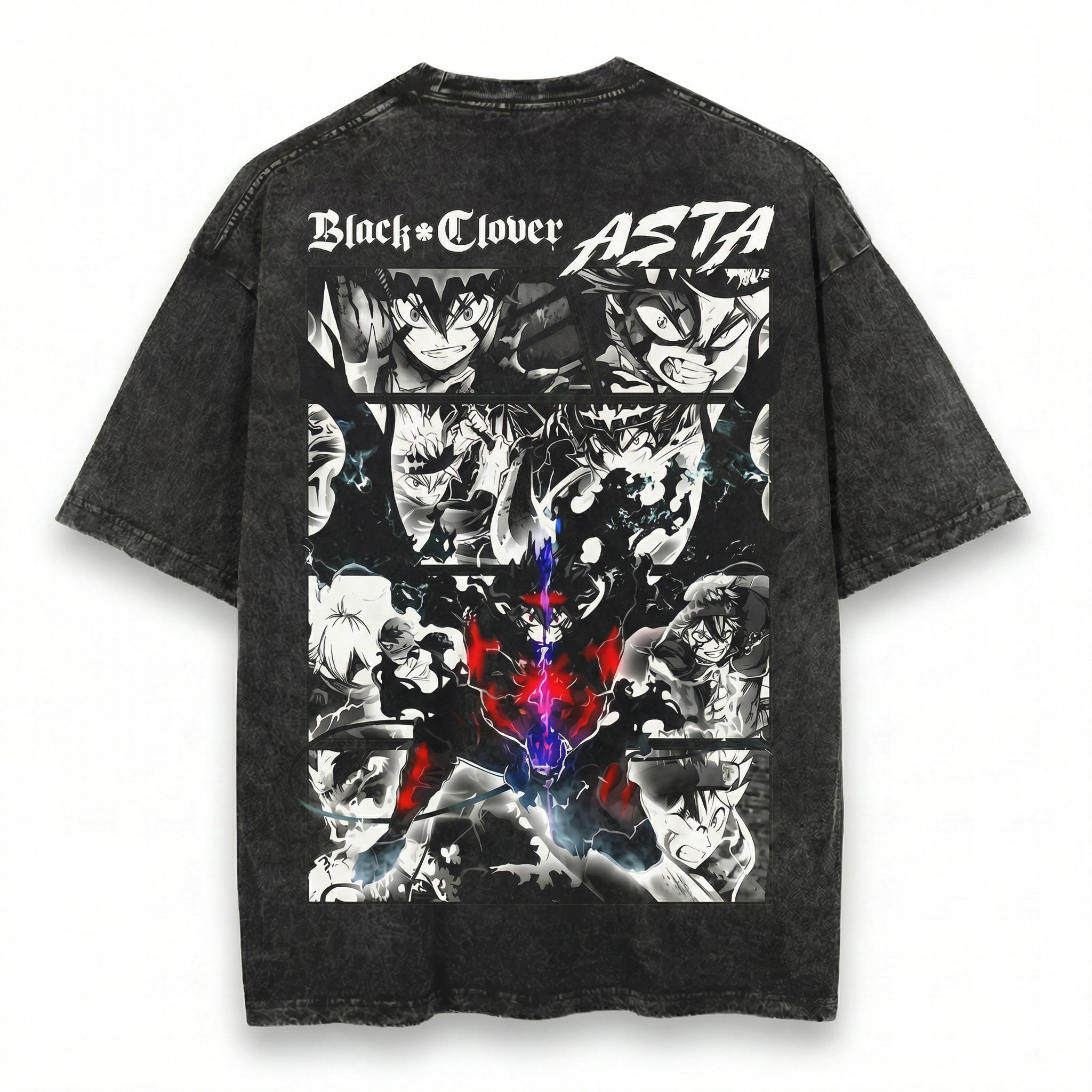 Black Clover Asta T-Shirt Anime Manga Graphic Tee High Contrast Anti-Magic Devil Form Collage Shirt