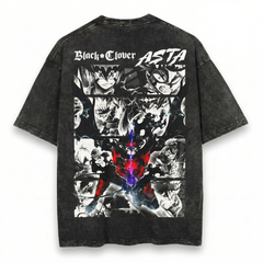 Black Clover Asta T-Shirt Anime Manga Graphic Tee High Contrast Anti-Magic Devil Form Collage Shirt