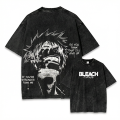 Bleach Inspired Washed Black Oversized Anime Graphic T Shirt