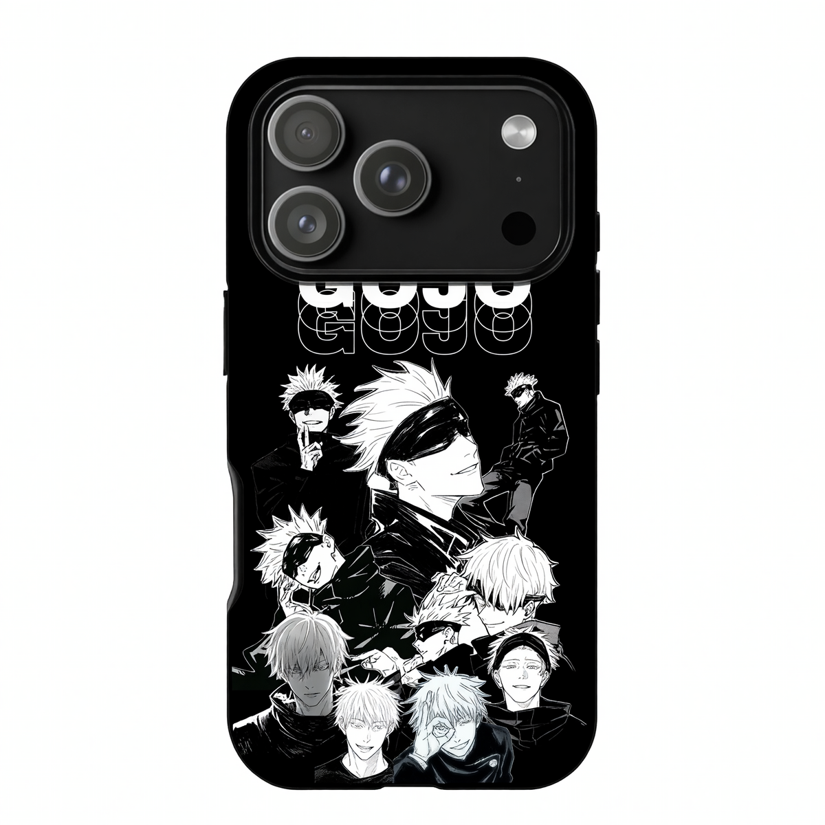 Kurodrip Gojo Satoru Jujutsu Kaisen Black Multi Expression Pose GOJO Bold Name Fan Collage Protective Phone Case