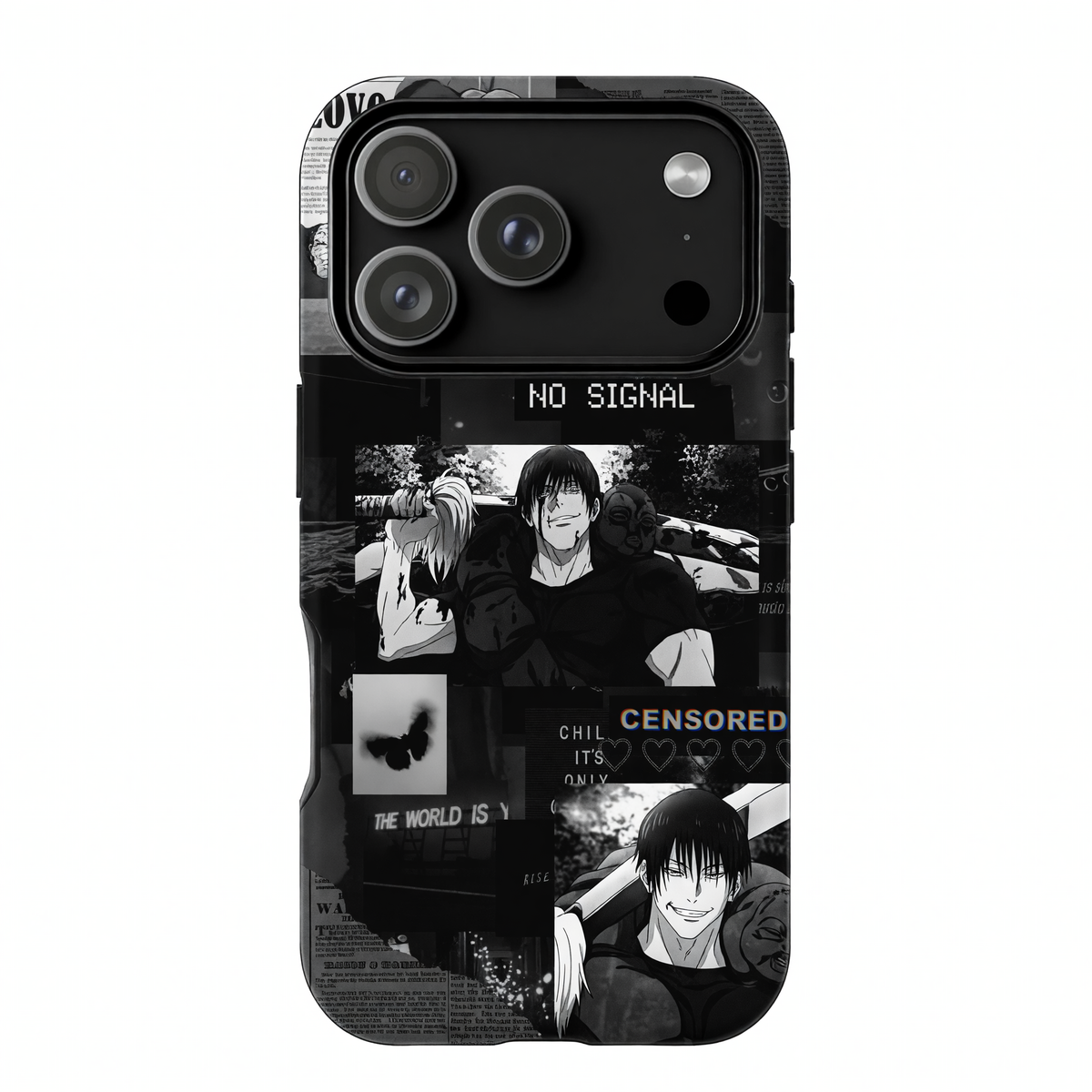 Kurodrip Toji Fushiguro Jujutsu Kaisen Black Multi Expression Pose TOJI Bold Name Fan Collage Protective Phone Case