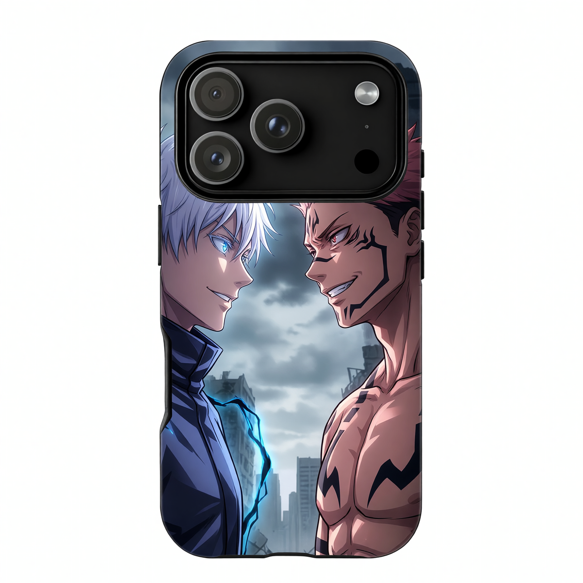 Kurodrip Gojo Satoru vs Sukuna Jujutsu Kaisen Face Off Blue Lightning Dark City Clash Epic Protective Phone Case