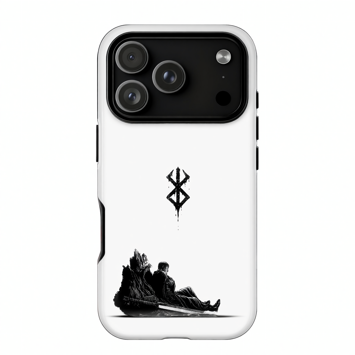 Kurodrip Guts Griffith Berserk White Minimalist Brand of Sacrifice Sitting Together Dark Silhouette Protective Phone Case