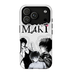 Kurodrip Maki Zenin Jujutsu Kaisen White Multi Pose Glasses Bold Name Pink Bow Manga Collage Protective Phone Case
