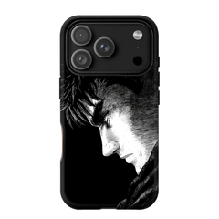 Kurodrip Guts Berserk Dark Side Profile Looking Down Manga Sketch Emotional Pure Black Protective Phone Case