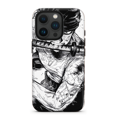 Kurodrip Roronoa Zoro One Piece Black White Sketch Sword In Mouth Muscle Close Up Dark Protective Phone Case