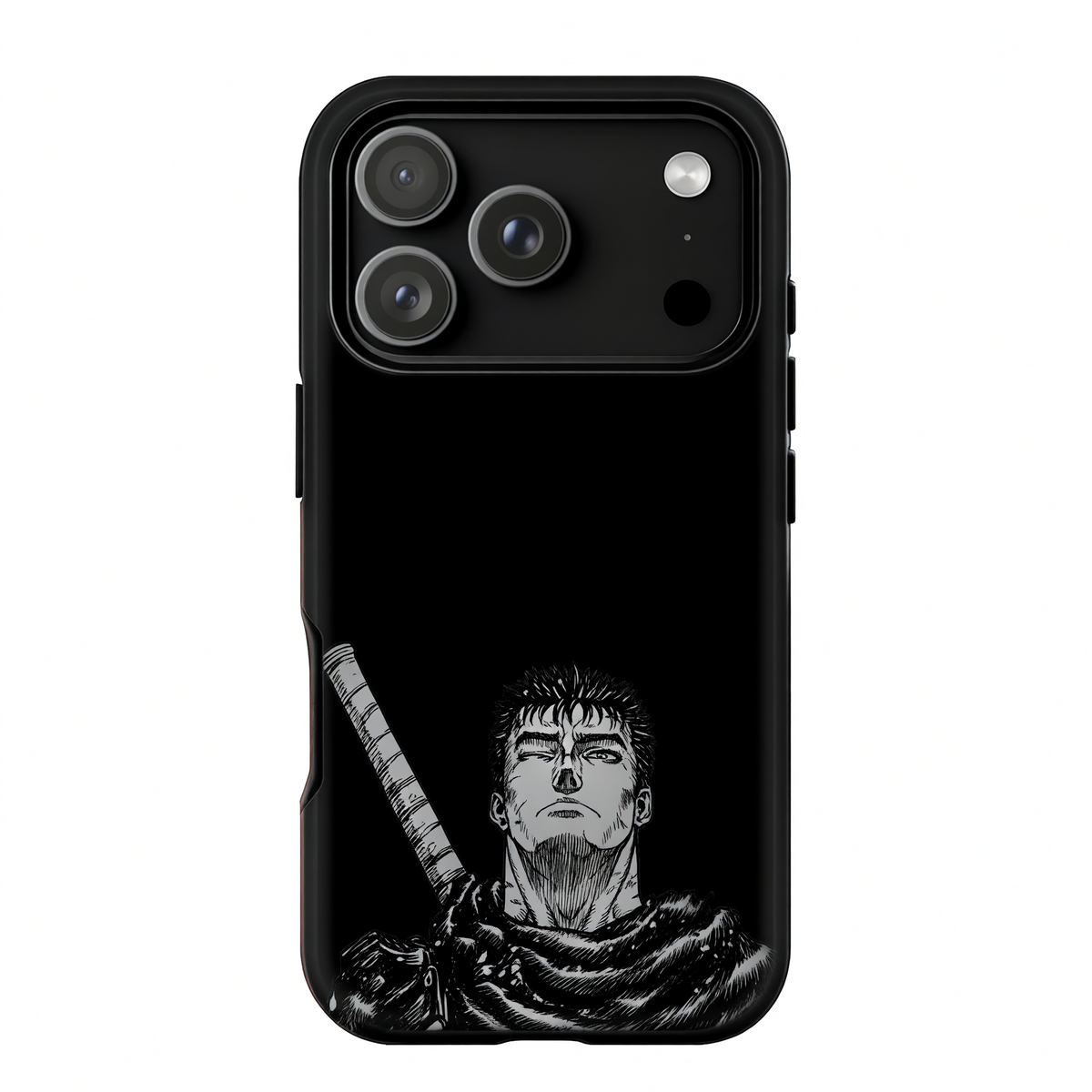 Kurodrip Guts Berserk Black Swordsman Minimalist Manga Sketch Dark Sword Pure Black Protective Phone Case