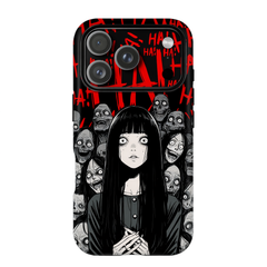 Kurodrip Dark Horror Anime Girl Zombie Crowd Red HA HA Junji Ito Style Black Scary Protective Phone Case