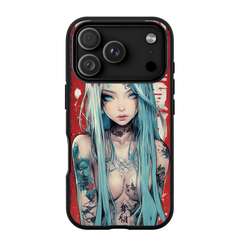 Kurodrip Mahito Jujutsu Kaisen Alternative Art Blue Hair Tattoo Red Kanji Cursed Spirit Protective Phone Case