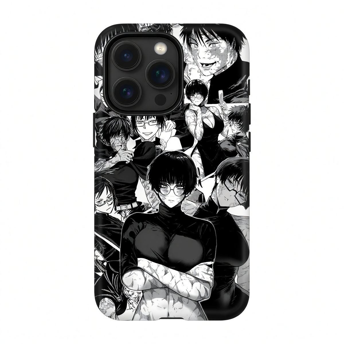 Kurodrip Himeno Chainsaw Man Black Multi Expression Pose HIMENO Bold Name Fan Collage Manga Art Protective Phone Case
