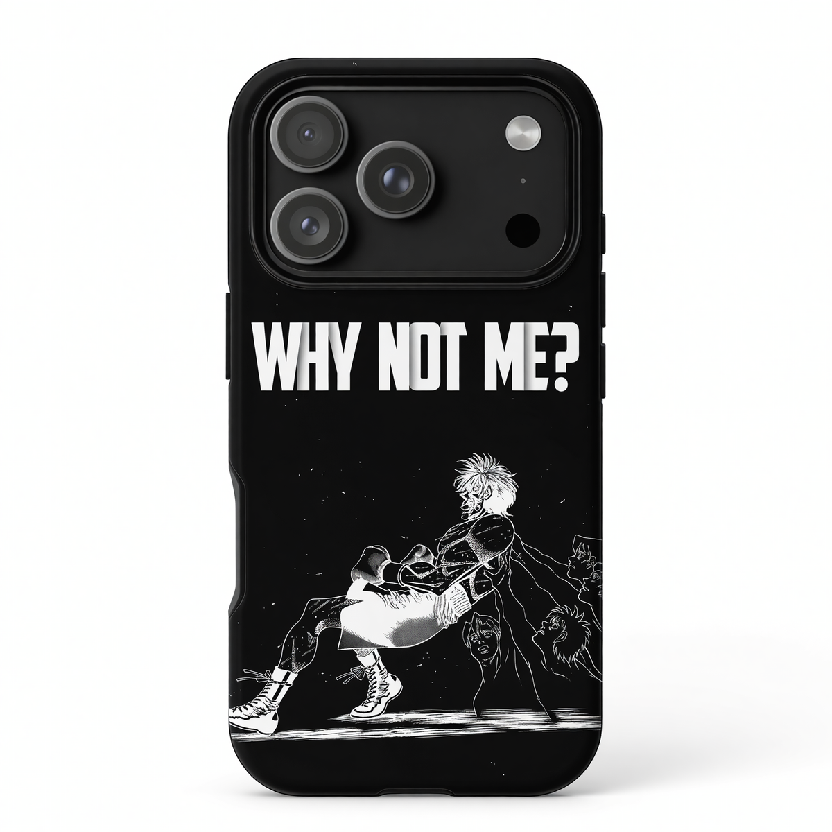 Kurodrip Isagi Yoichi Blue Lock Black White Why Not Me Bold Quote Soccer Strike Dark Protective Phone Case