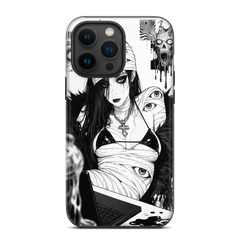 Kurodrip Dark Horror Anime Girl Black White Bandage Eyes Cross Skull Demon Original Art Protective Phone Case