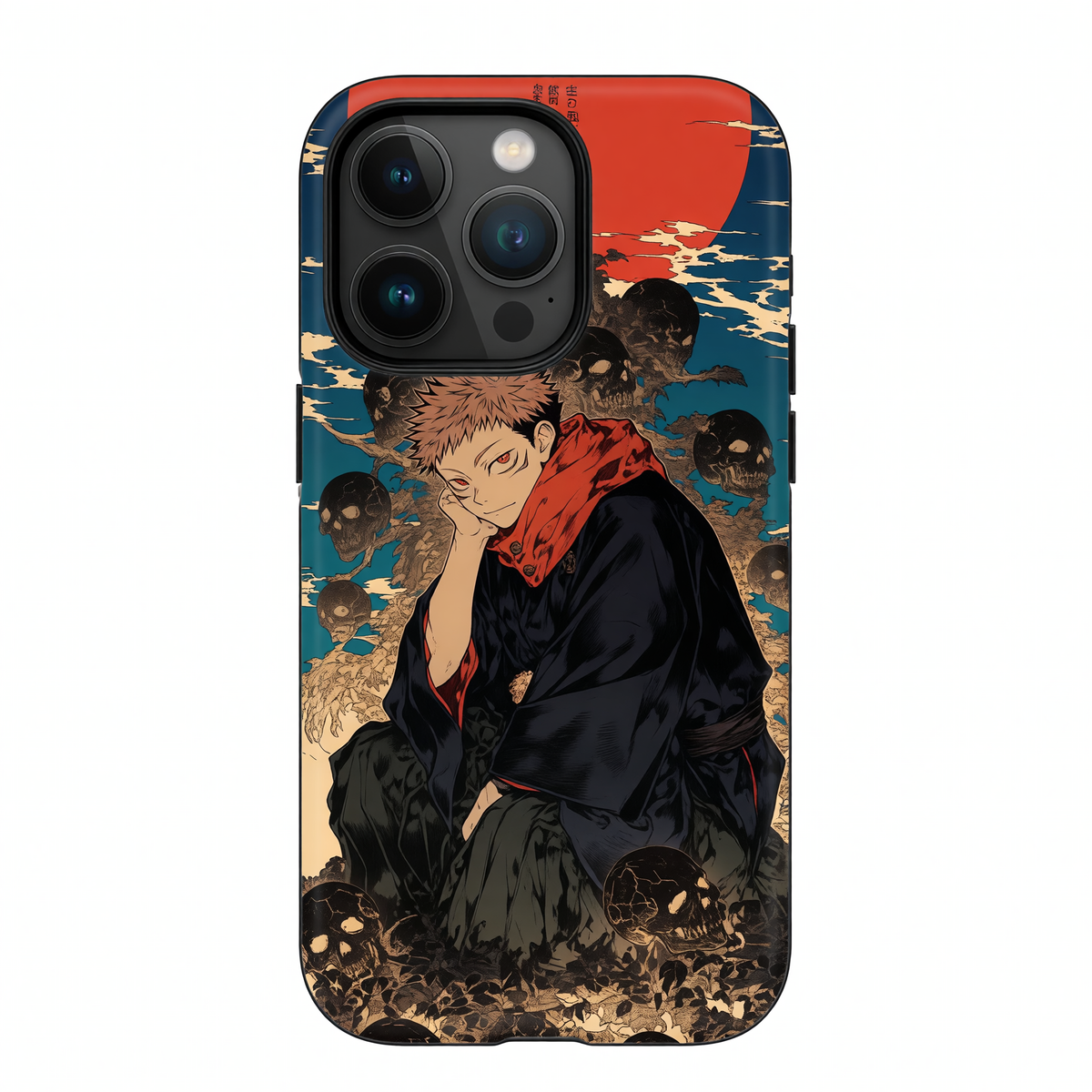 Kurodrip Sukuna Jujutsu Kaisen Japanese Ukiyo-e Red Moon Skull Field Dark Kimono Cursed King Protective Phone Case