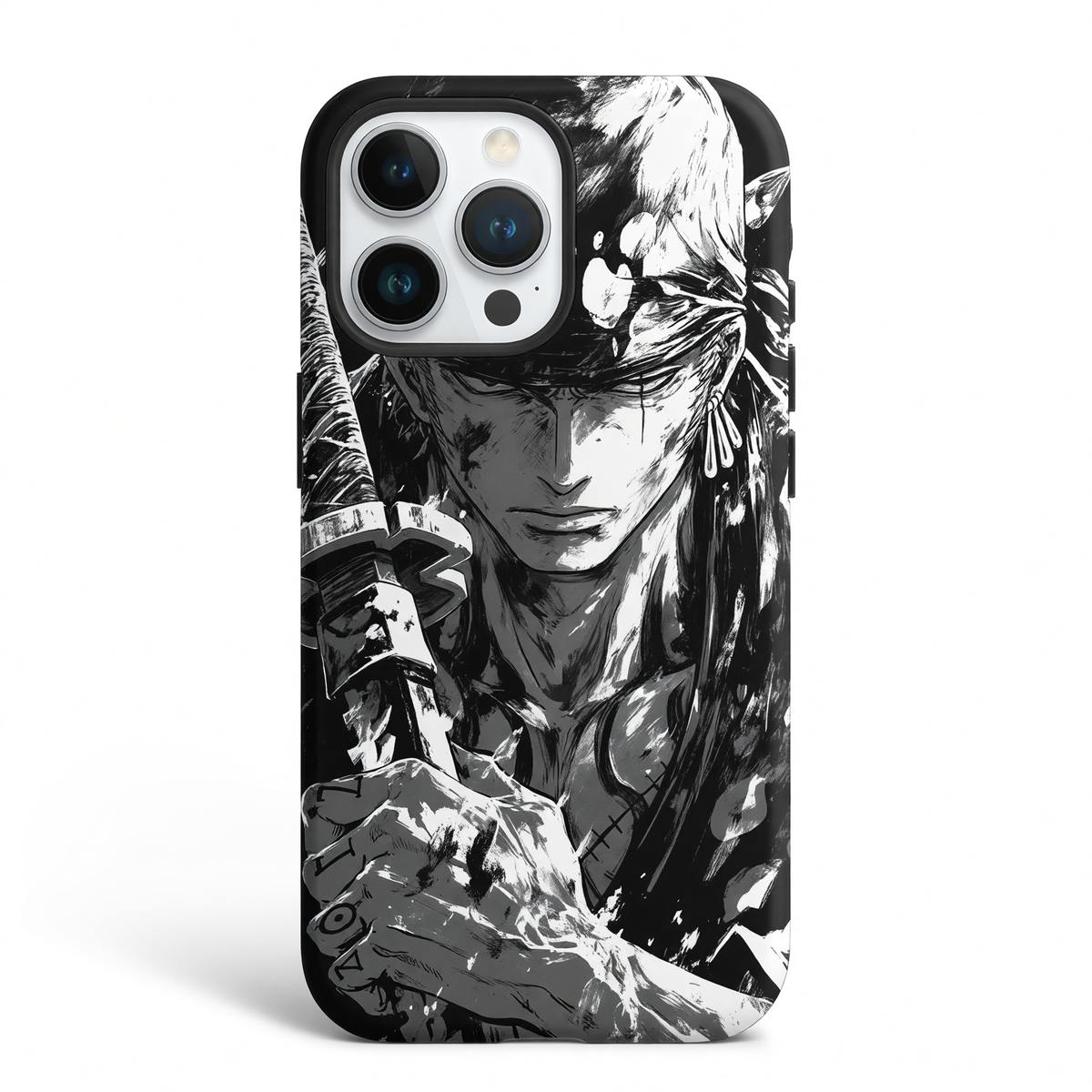 Kurodrip Trafalgar Law One Piece Black White Sketch Kikoku Sword DEATH Tattoo Dark Surgeon Protective Phone Case