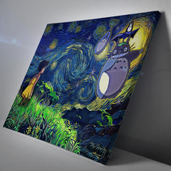Totoro Starry Night Studio Ghibli Canvas Print Wall Art - Kurodrip