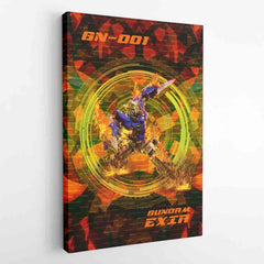 Trippy Burning Gundam Canvas Print Wall Art - Kurodrip