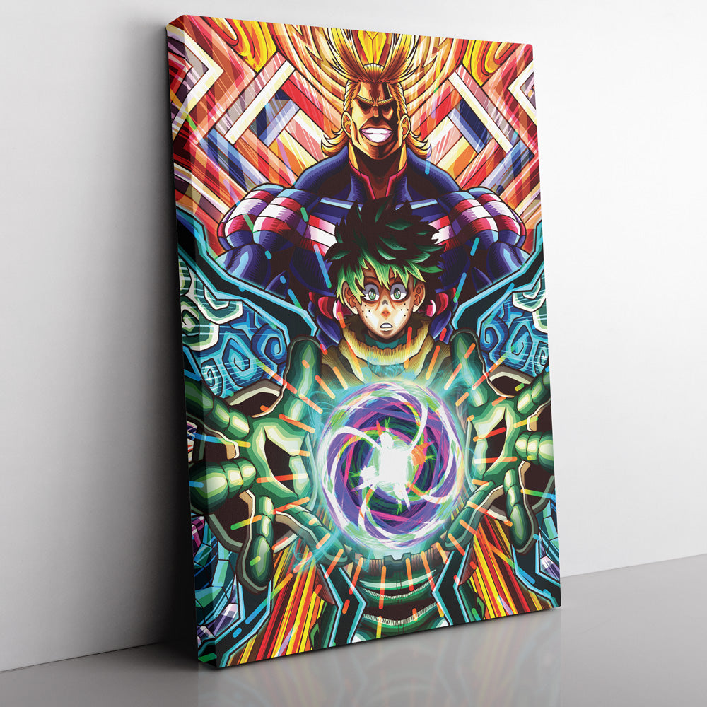 Trippy Deku x All Might My Hero Academia Canvas Print Wall Art - Kurodrip