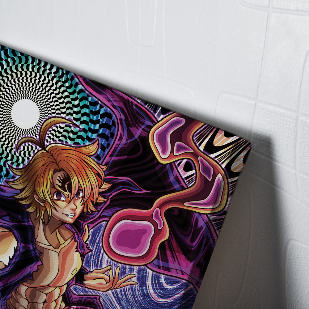 Trippy Meliodas Assault Mode Seven Deadly Sins Canvas Print Wall Art - Kurodrip