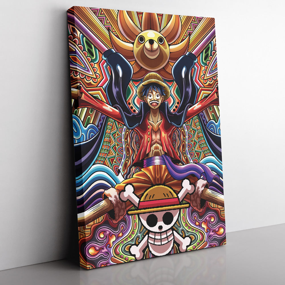 Trippy Monkey D. Luffy One Piece Vertical Canvas Print Wall Art - Kurodrip
