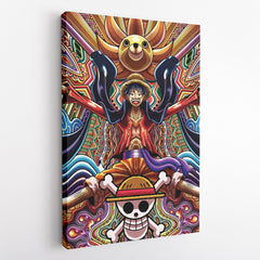 Trippy Monkey D. Luffy One Piece Vertical Canvas Print Wall Art - Kurodrip