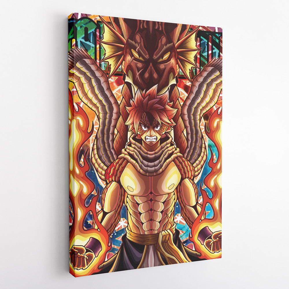 Trippy Natsu Dragneel x Igneel Fairy Tail Canvas Print Wall Art - Kurodrip